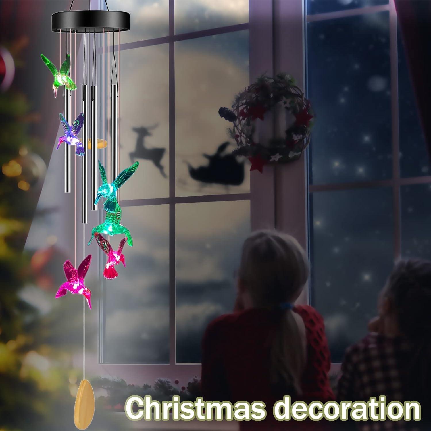 imageSolar Wind Chime Solar Hummingbird Wind Chimes OutdoorIndoor for mommomgrandma GiftsBirthday Gifts for mom Outdoor DecorYard Decorations Memorial Wind Chimesmoms Best Gifts