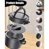imageBuddew 15L 304 Stainless Steel Inner Container with Compartments Electric Lunch Box Removable Replacement Tray with Sealed Silicone Cover Easy to Clean Eco Friendly and Dishwasher SafeBlackRound