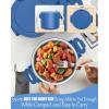 imageBuddew 15L 304 Stainless Steel Inner Container with Compartments Electric Lunch Box Removable Replacement Tray with Sealed Silicone Cover Easy to Clean Eco Friendly and Dishwasher SafeBlueRound