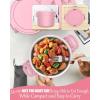 imageBuddew 15L 304 Stainless Steel Inner Container with Compartments Electric Lunch Box Removable Replacement Tray with Sealed Silicone Cover Easy to Clean Eco Friendly and Dishwasher SafePinkRound