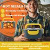 imageBuddew 15L 304 Stainless Steel Inner Container with Compartments Electric Lunch Box Removable Replacement Tray with Sealed Silicone Cover Easy to Clean Eco Friendly and Dishwasher SafeYellow