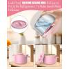 imageBuddew 15L 304 Stainless Steel Inner Container with Compartments Electric Lunch Box Removable Replacement Tray with Sealed Silicone Cover Easy to Clean Eco Friendly and Dishwasher SafePinkRound