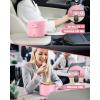 imageBuddew 15L 304 Stainless Steel Inner Container with Compartments Electric Lunch Box Removable Replacement Tray with Sealed Silicone Cover Easy to Clean Eco Friendly and Dishwasher SafePinkRound