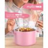 imageBuddew 15L 304 Stainless Steel Inner Container with Compartments Electric Lunch Box Removable Replacement Tray with Sealed Silicone Cover Easy to Clean Eco Friendly and Dishwasher SafePinkRound