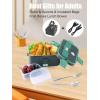 imageBuddew Electric Lunch Box 80W Food Heater 18L Large Capacity Heated Lunch Box 3 in 1 12V24V110V Portable Lunch Warmer for CarTruckHomeOffice with Carry Bag and Fork and Spoon GrayGreenGrayGreen Handle