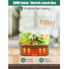imageBuddew Electric Lunch Box 80W Food Heater 18L Large Capacity Heated Lunch Box 3 in 1 12V24V110V Portable Lunch Warmer for CarTruckHomeOffice with Carry Bag and Fork and Spoon GrayGreenGrayGreen Handle
