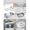imageBuddew Electric Lunch Box 80W Food Heater 18L Large Capacity Heated Lunch Box 3 in 1 12V24V110V Portable Lunch Warmer for CarTruckHomeOffice with Carry Bag and Fork and Spoon GrayGreenGrayWhite Handle