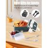 imageBuddew Electric Lunch Box 80W Food Heater 18L Large Capacity Heated Lunch Box 3 in 1 12V24V110V Portable Lunch Warmer for CarTruckHomeOffice with Carry Bag and Fork and Spoon GrayGreenGrayWhite Handle