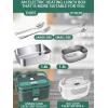imageBuddew Electric Lunch Box 80W Food Heater 18L Large Capacity Heated Lunch Box 3 in 1 12V24V110V Portable Lunch Warmer for CarTruckHomeOffice with Carry Bag and Fork and Spoon GrayGreenGrayGreen Handle