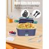 imageBuddew Electric Lunch Box 80W Food Heater 18L Large Capacity Heated Lunch Box 3 in 1 12V24V110V Portable Lunch Warmer for CarTruckHomeOffice with Carry Bag and Fork and Spoon GrayGreenRoyal blueGreen Handle
