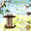 imageSolar Bird Feeders for Outdoors Hanging Bring Three Water Cups  Premium Grade Metal Wild Bird Feeders ChewProof Weather and Water Resistant Bird feeders Outside and Garden Decoration Bronze