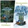 imageSolar Bird Feeders for Outdoors Hanging Bring Three Water Cups  Premium Grade Metal Wild Bird Feeders ChewProof Weather and Water Resistant Bird feeders Outside and Garden Decoration Green