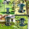 imageSolar Bird Feeders for Outdoors Hanging Bring Three Water Cups  Premium Grade Metal Wild Bird Feeders ChewProof Weather and Water Resistant Bird feeders Outside and Garden Decoration Green