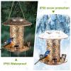 imageSolar Bird Feeders for Outdoors Hanging Bring Three Water Cups  Premium Grade Metal Wild Bird Feeders ChewProof Weather and Water Resistant Bird feeders Outside and Garden Decoration Bronze