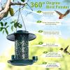 imageSolar Bird Feeders for Outdoors Hanging Bring Three Water Cups  Premium Grade Metal Wild Bird Feeders ChewProof Weather and Water Resistant Bird feeders Outside and Garden Decoration Green