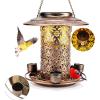 imageSolar Bird Feeders for Outdoors Hanging Bring Three Water Cups  Premium Grade Metal Wild Bird Feeders ChewProof Weather and Water Resistant Bird feeders Outside and Garden Decoration Bronze