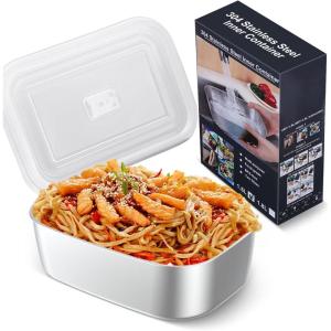 imageBuddew 15L 304 Stainless Steel Inner Container Electric Lunch Box Removable Replacement Tray with Sealed Silicone Cover Easy to Clean Eco Friendly and Dishwasher Safe15L Stainless Steel Container